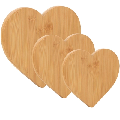 Tabelas de corte de bambu em forma de coração sustentável 3 pcs para cozinhas profissionais