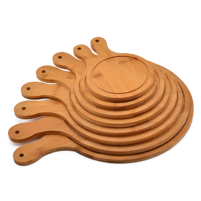 Tabela de charcuteria de cozinha com desenhos personalizados e tabela redonda de corte de pizza de bambu