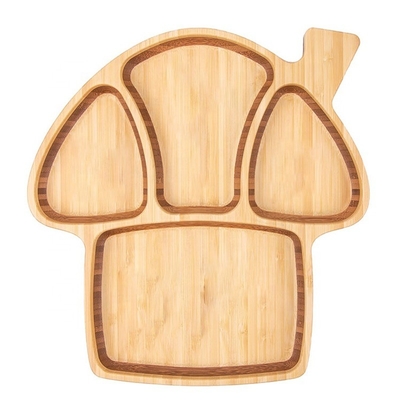 Fornecer Eco-Friendly Bamboo Baby Plate Moderno estilo forma de cogumelo com base de silicone