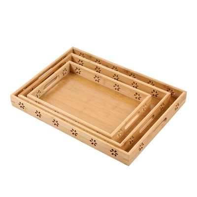 Embalagem de bambu grande para servir sobremesa