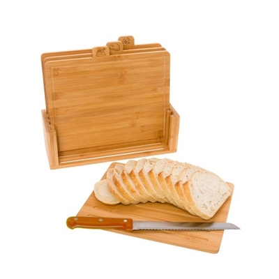 Europa Padrão 100% de Queso de Bambú Natural Tabela de Corte e Knife Set CE / UE Certificado