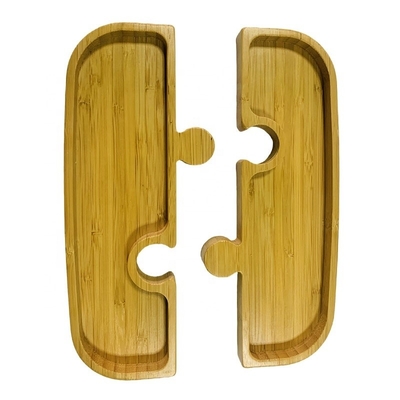 Prato de prato de bambu Puzzle de design de madeira em forma de bandeja Prato de jantar para restauração