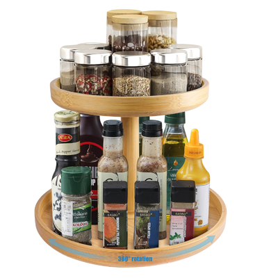 Organizador de plataforma giratória de bambu natural para cozinha moderna