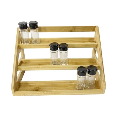 Armazém de bambu sustentável organizador de rack de especiarias 48.3x21.6x24.1cm prateleira da despensa da cozinha