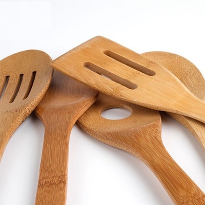 5pcs utensílios de cozinha orgânicos Spatula de bambu