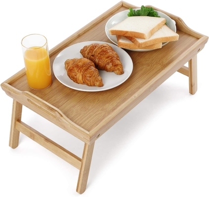 Balcão portátil de almoço de bambu para escrever ou desenhar com pernas dobráveis