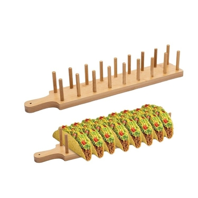 Multifuncional Bamboo Burrito Rack 8 Slot da cozinha Tortilla Stand Food Serving Tray