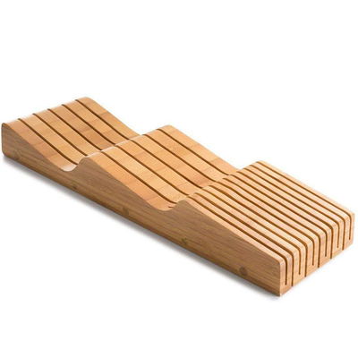 Bamboo natural 15 ranhuras na gaveta organizador de blocos de faca com construção ecológica