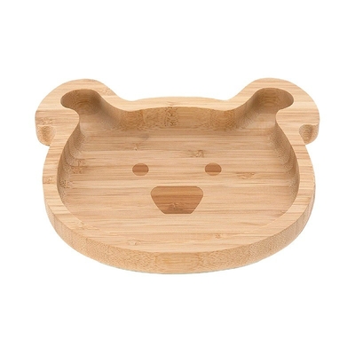 1L Capacidade Natural Orgânica Bear em forma de placas de bebê de bambu com sucção sustentável