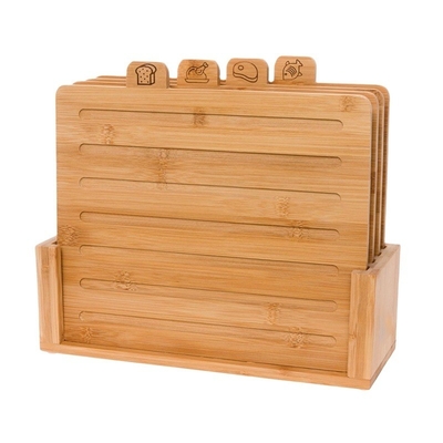Eco-friendly Solid Bamboo Square Chopping Board Set Com Stand Para Cozinha Sustentável