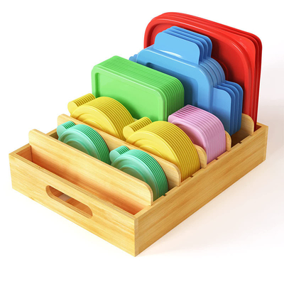 Organizador de tampa de recipiente de alimentos de bambu com divisores ajustáveis 30,49 x 25,41 x 6,36 cm