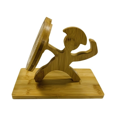 Bamboo Madeira Cozinha Soldado Escudo Forma Porta Faca Bloco Faca Segura 6 Facas