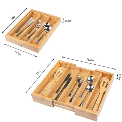 Caixa de armazenamento multifuncional de 5 grades em estilo de bambu para PC para utensílios de mesa 35,6 x 27,9 x 6,4 cm