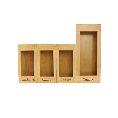 Organizador de gaveta de cozinha -Made Natural de bambu Ziplock Saco Baggie Armazenamento e Dispensador