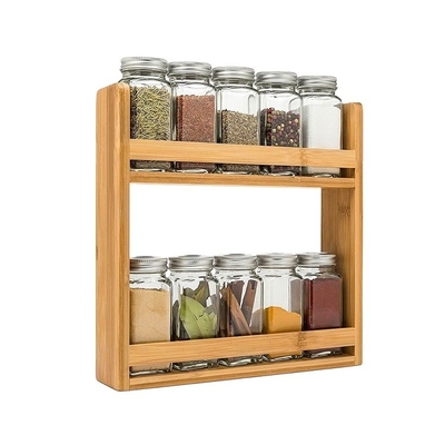 28x28x8cm Bamboo Spice Holder Tray for In drawer Kitchen Cabinet Organização de 3 camadas