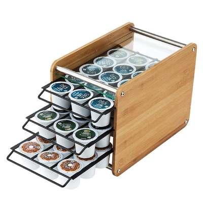 Caixa de armazenamento de cadeira de três camadas de K-cup de bambu com 45 organizador de porta CE / UE certificado