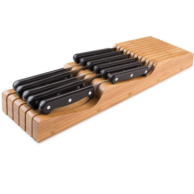Carregador de faca de bambu de 15 ranhuras sustentável para acessórios de cozinha 43X13.3X5cm