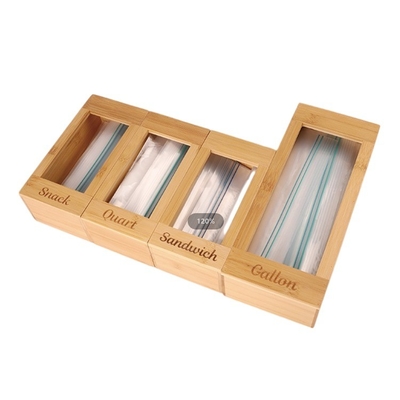 Outra organização de armazenamento em casa Organizador de sacos de alimentos de bambu natural com fechamento rápido