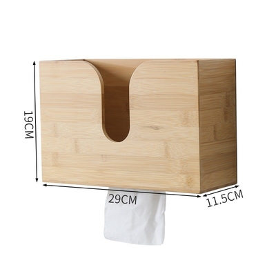 Caixa de tecido de toalha de papel transparente personalizada em cor natural de bambu
