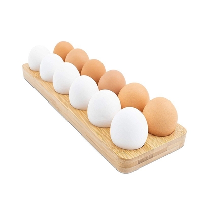 Taça de ovos de bambu para balcão ou frigorífico Forma retangular ideal para batido de leite