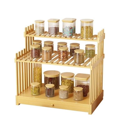 Organize a sua bancada de cozinha com estilo com um estante de especiarias de bambu de 3 camadas