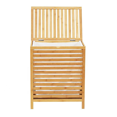 Cesto grande de banheiro de bambu para armazenamento de roupas sujas