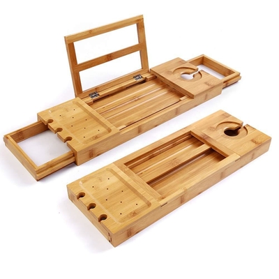 Tray de banho de bambu moderno Caddy Tray de banho extensivel