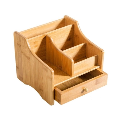 Estilo funcional Armazenamento de maquiagem de bambu com gavetas para suprimentos de escritório e jóias