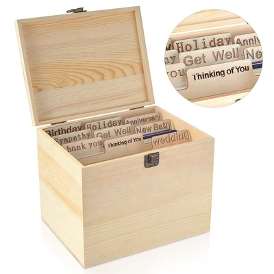 Modern BAMBOO Cartão de Saudação Organizador Caixa com divisores e tampa Design elegante