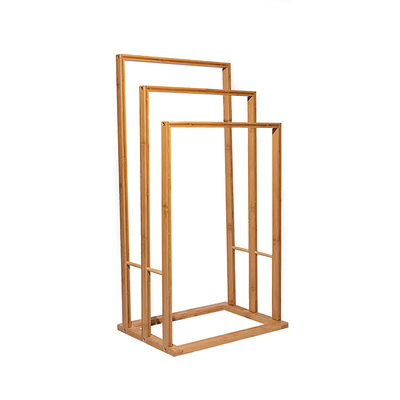 Large três camadas de bambu secagem rack armazenamento de toalhas para banheiro customizado