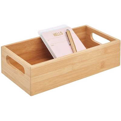 Bin de armazenamento de bambu com alças Solução de armazenamento multifuncional e logotipo do cliente
