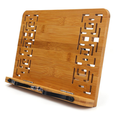 Porta-tabletas em forma de rectângulo de banco de livros de bambu natural com aparência retro oca