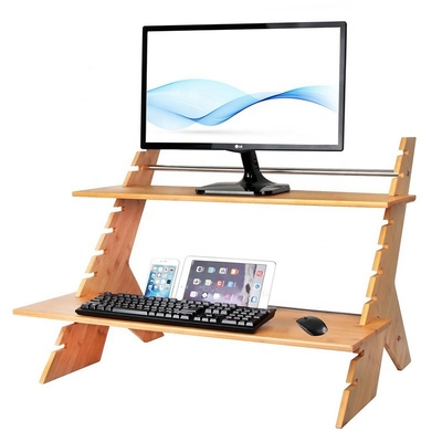 Tipo natural em pé Instalação 2 camadas de elevação Bracket Prateleira de mesa para escritório em casa