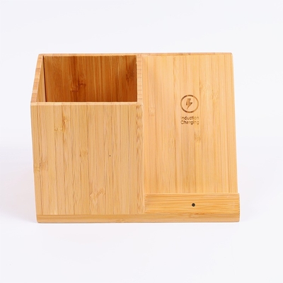 Caixa de carregamento sem fio de sala de estar ecológica com injeção de bambu e organizador
