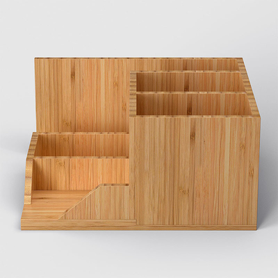 20x18x10cm Organizador de mesa de bambu Porta caneta esculpida para material de escritório Design clássico