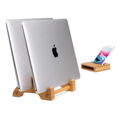 Portátil ajustável stand de computador portátil de bambu vertical personalizado