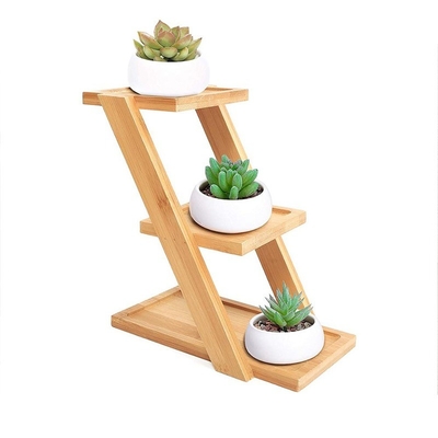 Planta de bambu natural estante porta-flores prateleira de exibição 3 Nível