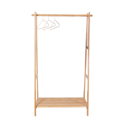 Rack não dobrável Design moderno Roupas de quarto Organizador Rack de roupas de bambu forte