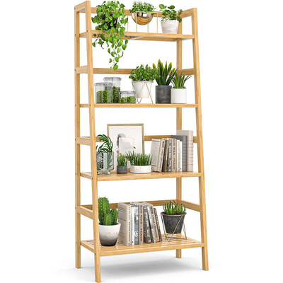 Armazém de livros aberto independente Estante de livros de bambu Escalinha de 4 níveis Estante de papel higiênico