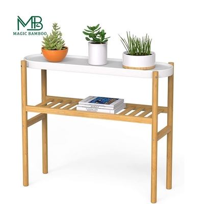 Rack de plantas de bambu de vários níveis para grande espaço em portadores de armazenamento doméstico de design simples