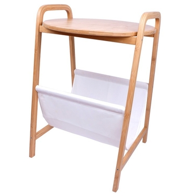 Mesa de sala de banho de bambu com armazenamento de tecido não tecido versátil e ecológico