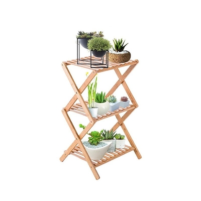 Espaço de poupança de 3 camadas Bamboo Flower Pot Rack Rack Planter Display Organizer 34x34x97cm