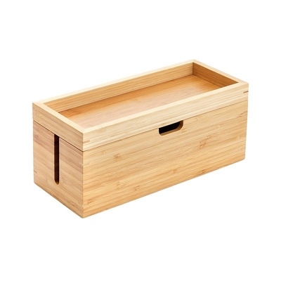 Caixa de armazenamento de bambu conveniente com tampa para armazenar cabos 1-2KG 31.8x12.2x10cm