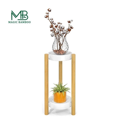 2 Nível Alto Esquina Bambú Plant Holder Indoor floresta de madeira