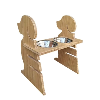 Encomenda do cliente Altura ajustável 2 Copas de aço inoxidável Alimente de bambu para cães e gatos