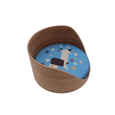 Colchão inquebrável Cama de cão calmante de bambu redonda 28x28x15cm