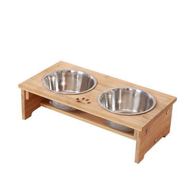 Padrão oculto de bambu PET alimentador Stand bolos de aço inoxidável para cão