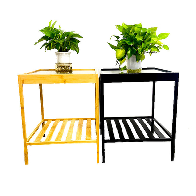 Mesa de cama de vidro de ferro de bambu Rattan ODM