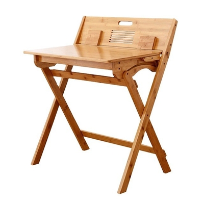 Tabela de estudo de bambu natural com caixa de armazenamento