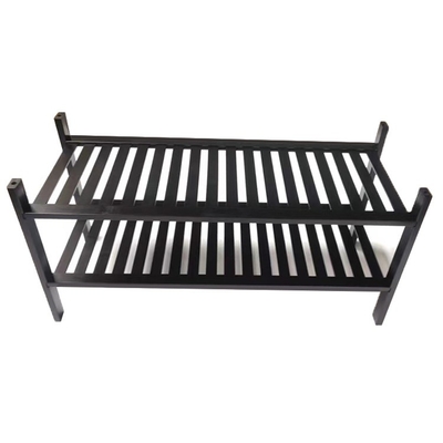 2 Nível Interior Exterior Bamboo Display Rack Prateleira para planta de pote de flores ou sapatos em preto